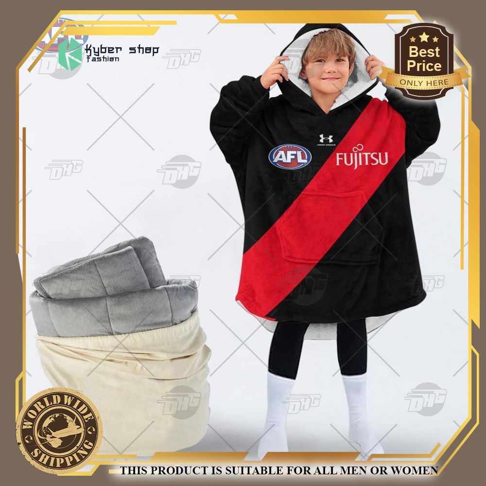 personalized afl essendon football club hoodie blanket 2