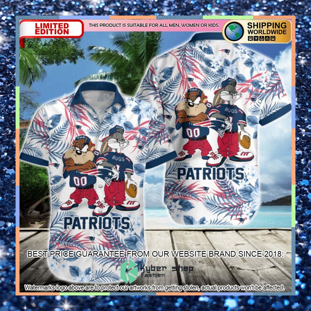 new england patriots bugs bunny taz nfl hawaiian shirt 1 659