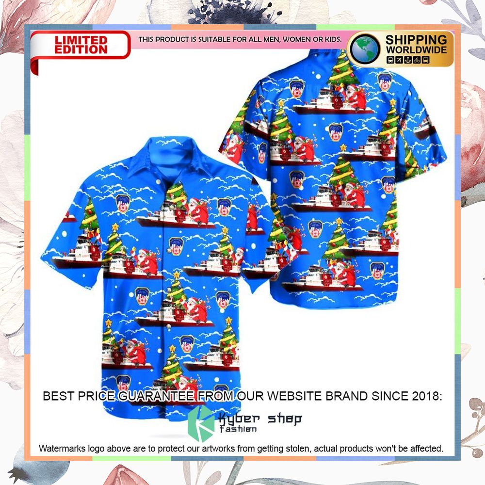 New York City Fire Department FDNY Fireboat Fire Fighter II Christmas Hawaiian Shirt 3 new york city fire department fdny fireboat fire fighter ii christmas hawaiian shirt 1 437