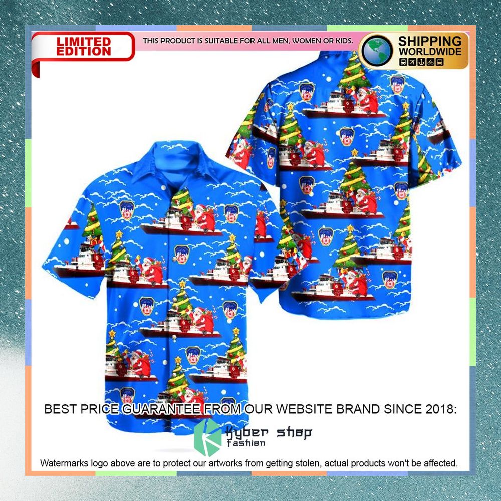 new york city fire department fdny fireboat fire fighter ii christmas hawaiian shirt 1 609