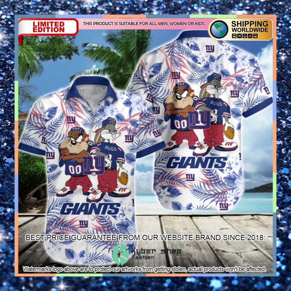 new york giants bugs bunny taz nfl hawaiian shirt 1 872
