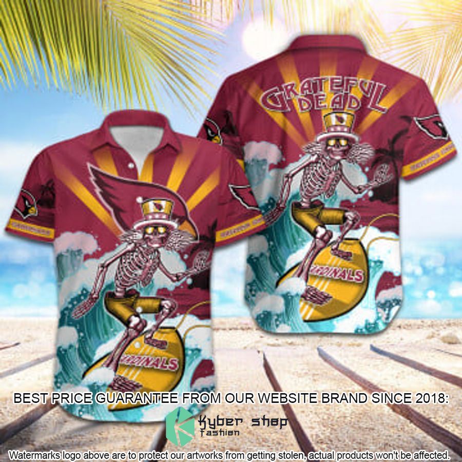 nfl arizona cardinals grateful dead skull surfing hawaiian shirt 1 504