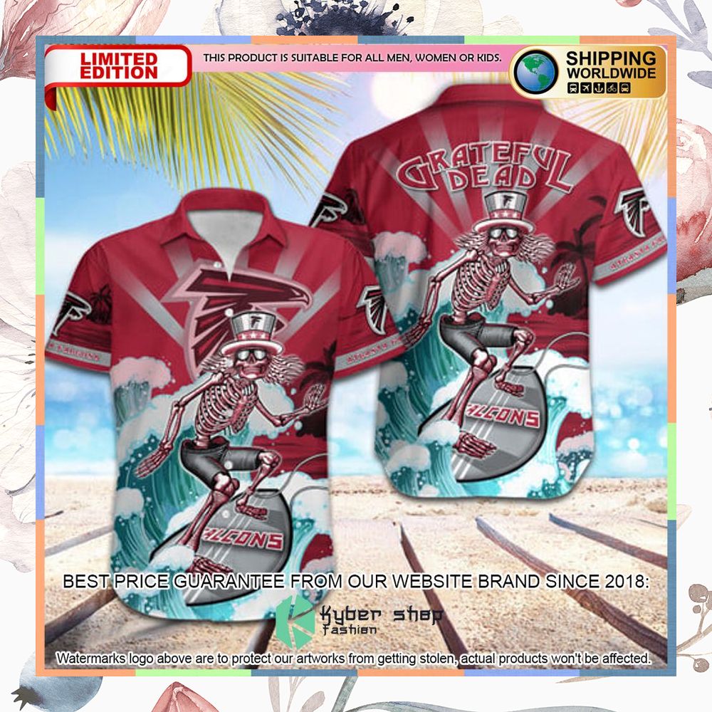 nfl atlanta falcons grateful dead skull surfing hawaiian shirt 1 300