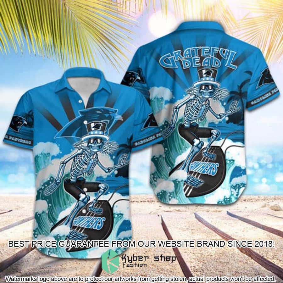 nfl carolina panthers grateful dead skull surfing hawaiian shirt 1 250
