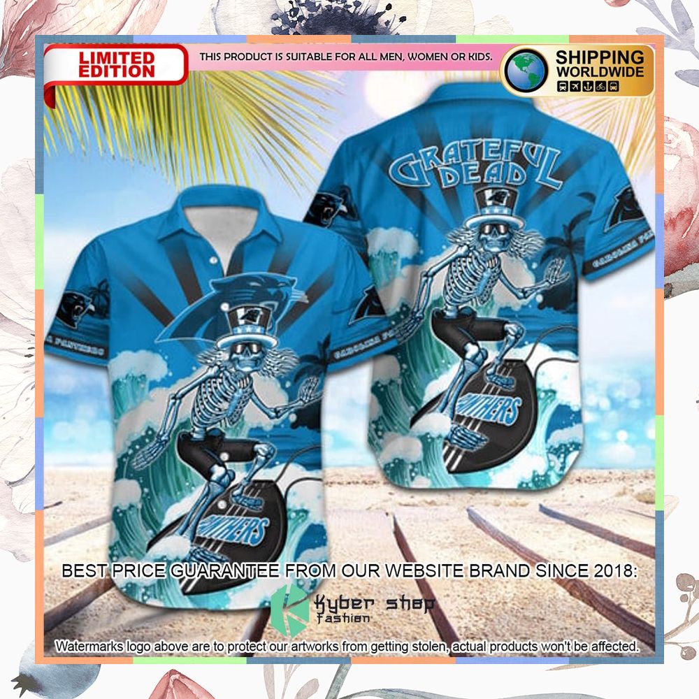 nfl carolina panthers grateful dead skull surfing hawaiian shirt 1 536
