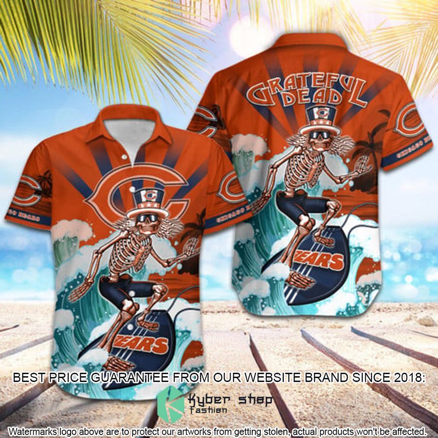 nfl chicago bears grateful dead skull surfing hawaiian shirt 1 941