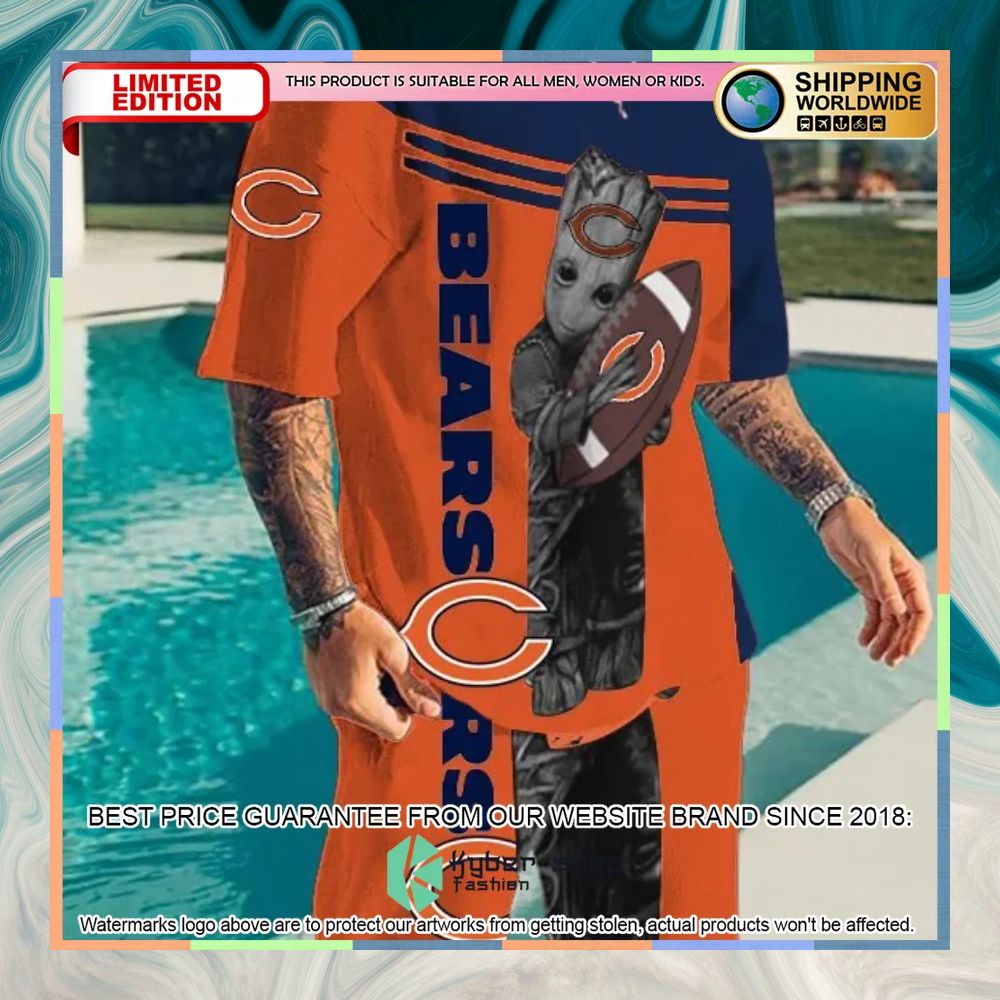 NFL Chicago Bears Groot T Shirt and Shorts 3 nfl chicago bears groot top and shorts two piece suits 1 313