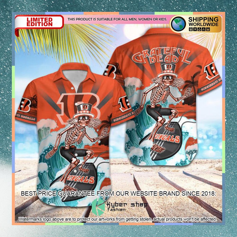 NFL Cincinnati Bengals Grateful Dead Skull Surfing Hawaiian Shirt 3 nfl cincinnati bengals grateful dead skull surfing hawaiian shirt 1 889