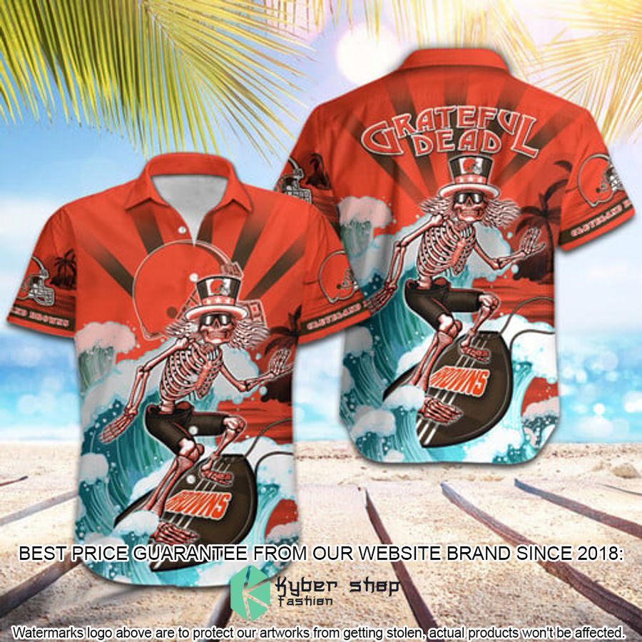 nfl cleveland browns grateful dead skull surfing hawaiian shirt 1 861