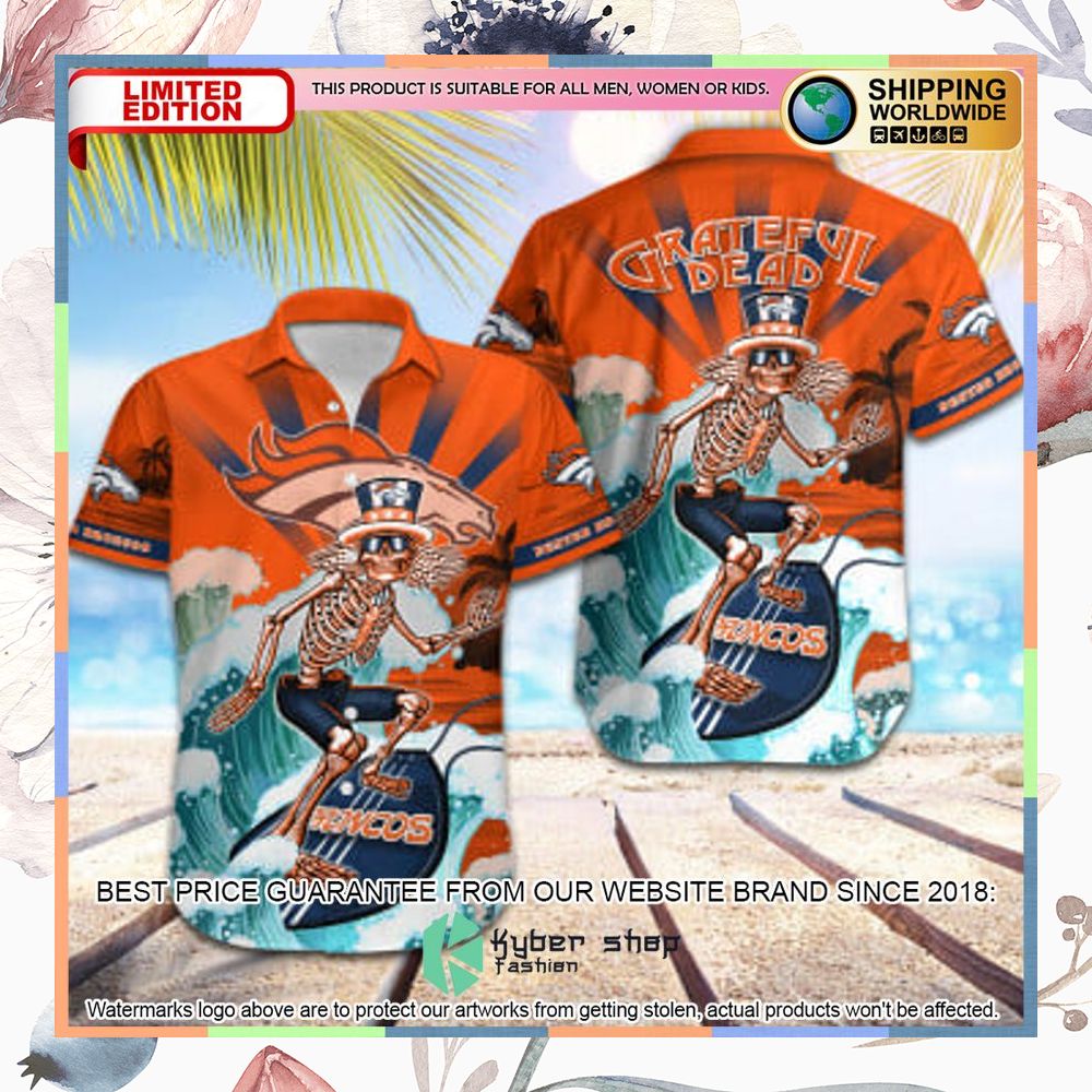 nfl denver broncos grateful dead skull surfing hawaiian shirt 1 889