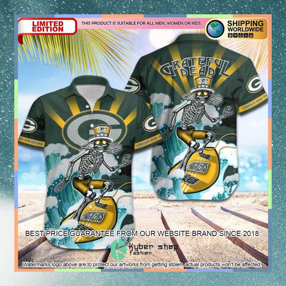 NFL Green Bay Packers Grateful Dead Skull Surfing Hawaiian Shirt 3 nfl green bay packers grateful dead skull surfing hawaiian shirt 1 337