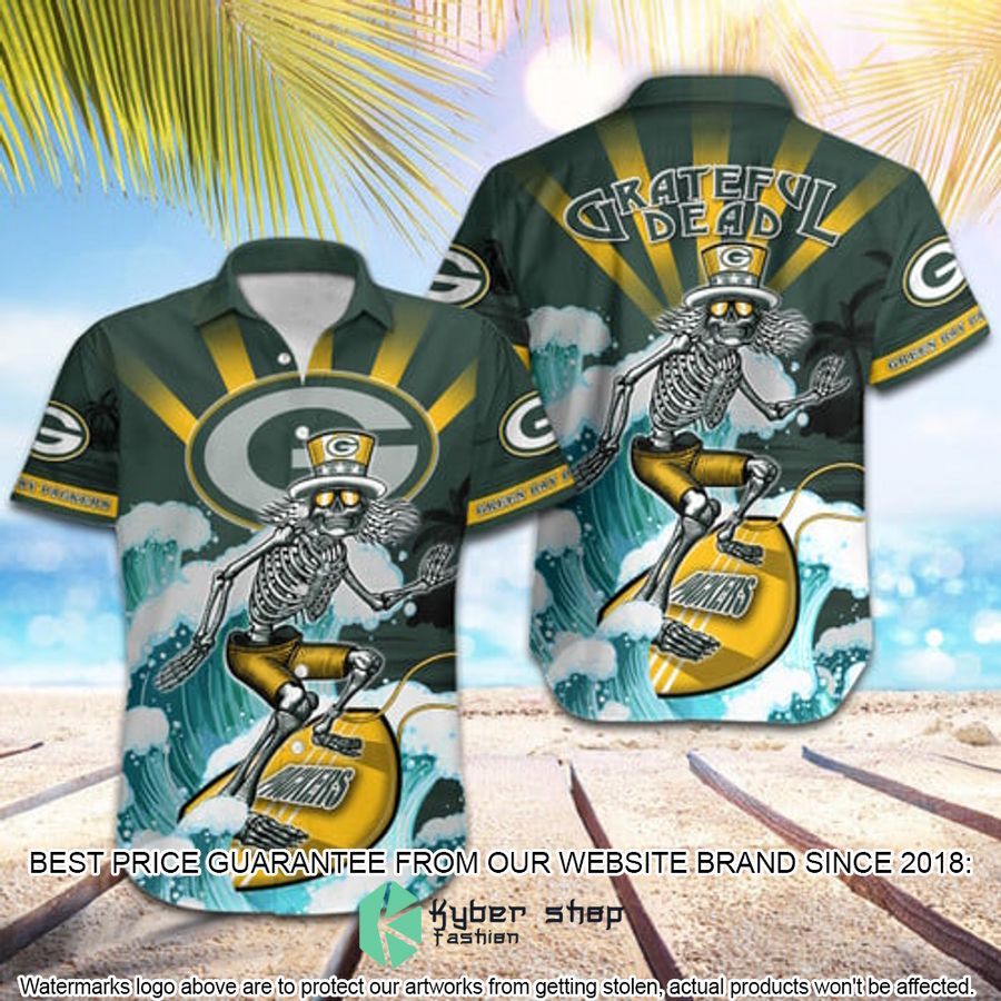 nfl green bay packers grateful dead skull surfing hawaiian shirt 1 653