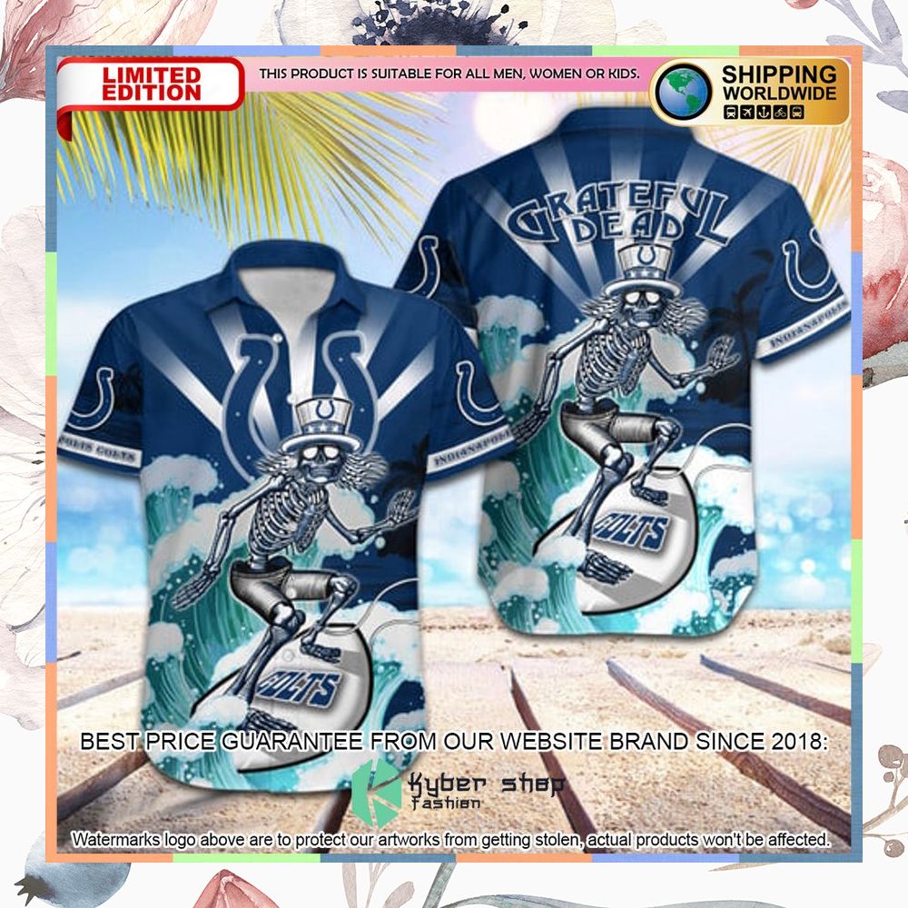 nfl indianapolis colts grateful dead skull surfing hawaiian shirt 1 22