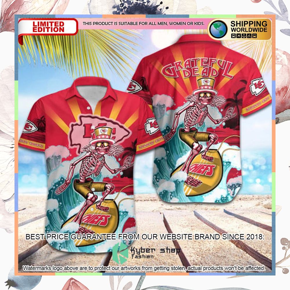 nfl kansas city chiefs grateful dead skull surfing hawaiian shirt 1 118