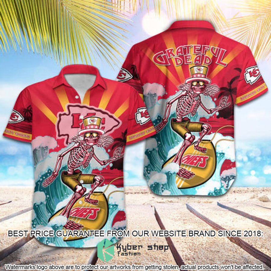 nfl kansas city chiefs grateful dead skull surfing hawaiian shirt 1 786