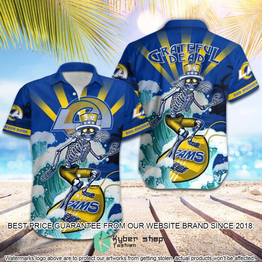 nfl los angeles rams grateful dead skull surfing hawaiian shirt 1 649