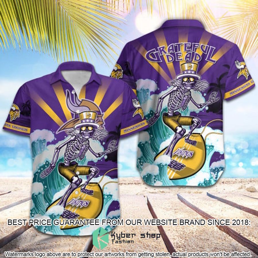 nfl minnesota vikings grateful dead skull surfing hawaiian shirt 1 840