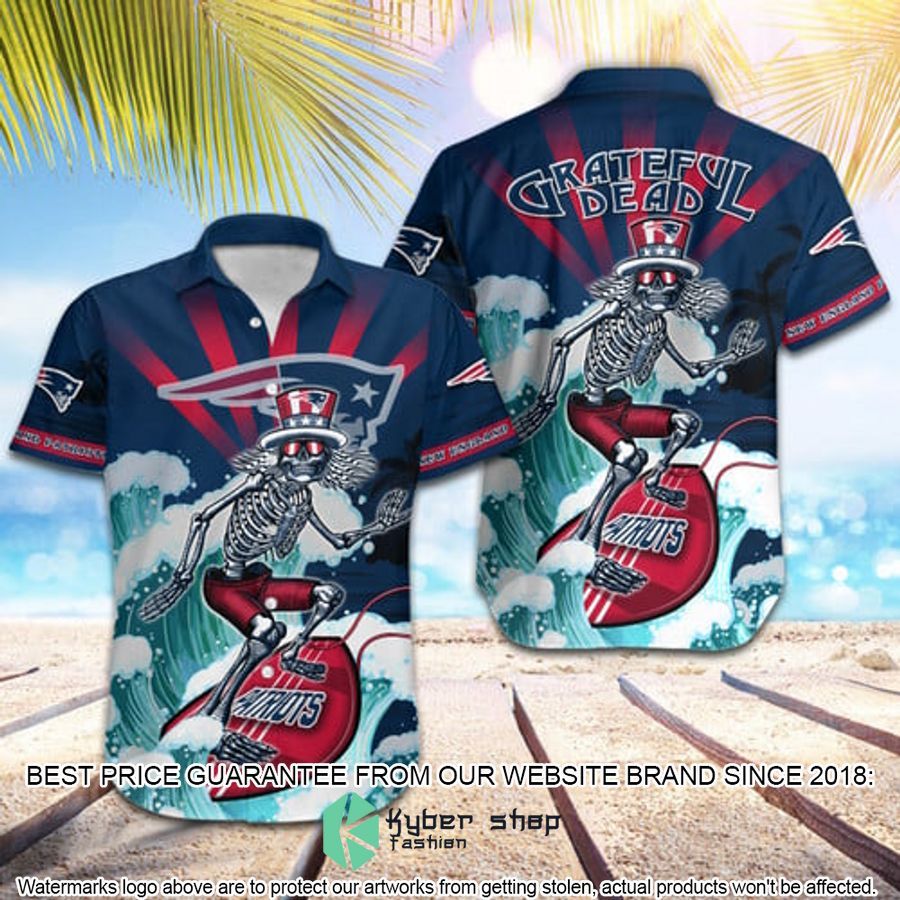 nfl new england patriots grateful dead skull surfing hawaiian shirt 1 248