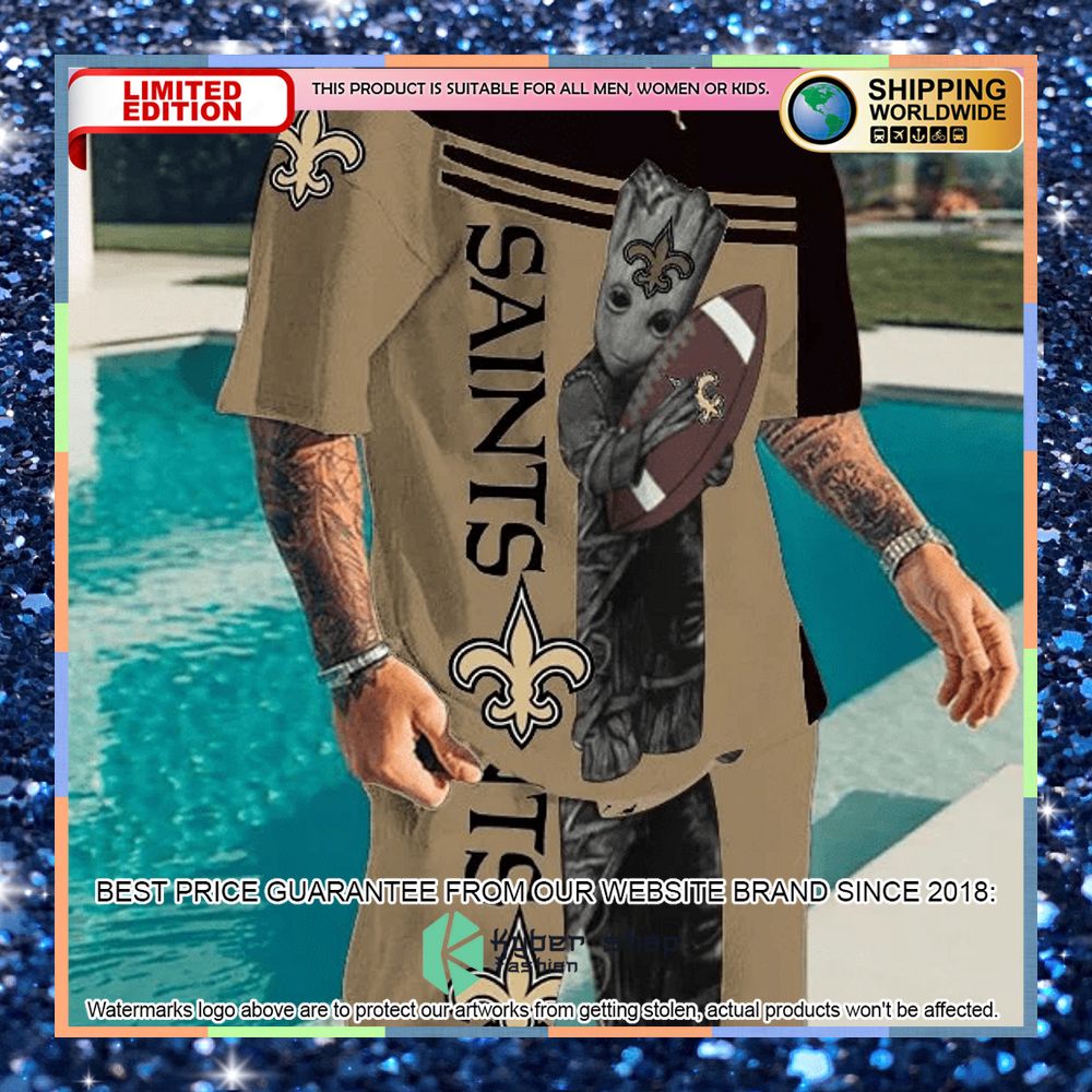 nfl new orleans saints groot top and shorts two piece suits 1 742