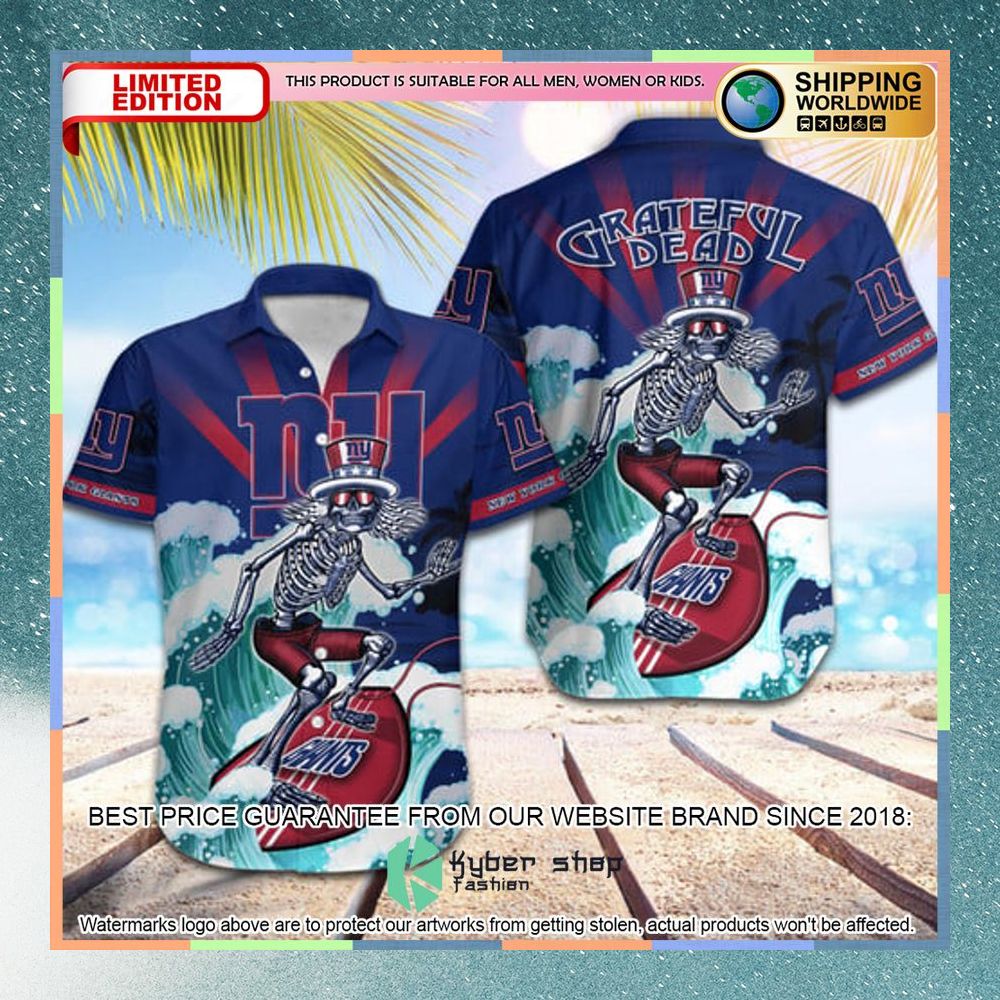 NFL New York Giants Grateful Dead Skull Surfing Hawaiian Shirt 3 nfl new york giants grateful dead skull surfing hawaiian shirt 1 417
