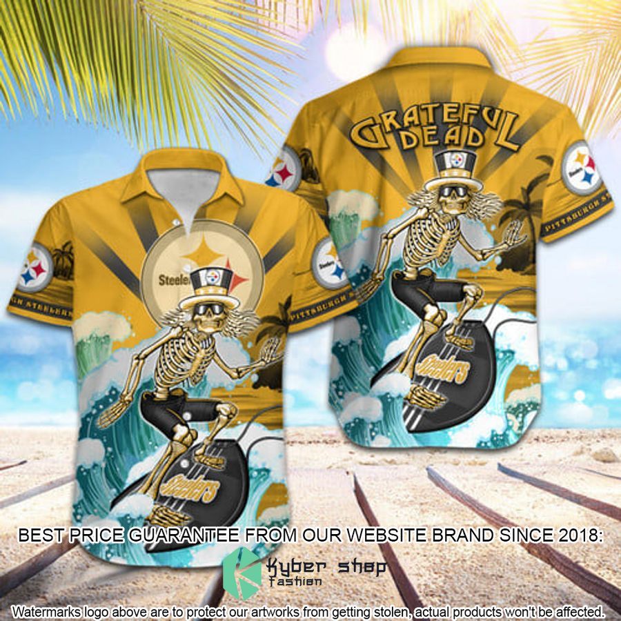 nfl pittsburgh steelers grateful dead skull surfing hawaiian shirt 1 472