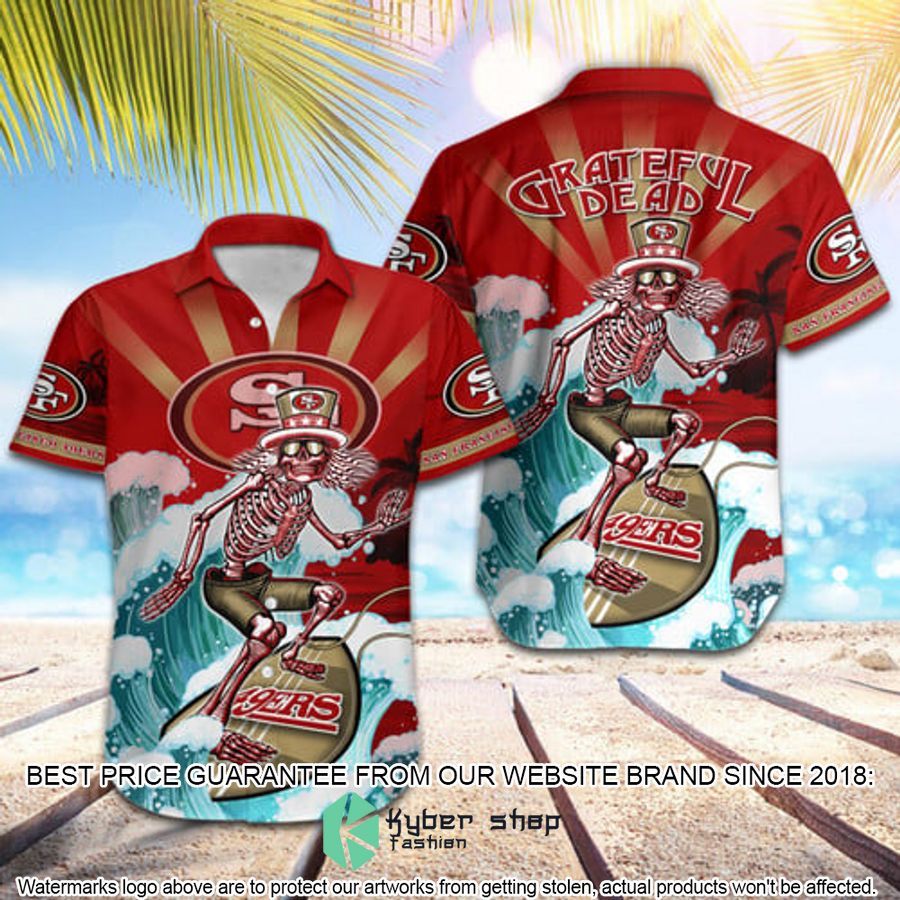 nfl san francisco 49ers grateful dead skull surfing hawaiian shirt 1 276