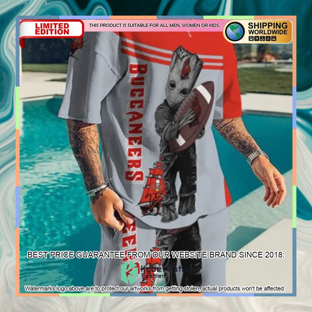 NFL Tampa Bay Buccaneers Groot T Shirt and Shorts 3 nfl tampa bay buccaneers groot top and shorts two piece suits 1 831
