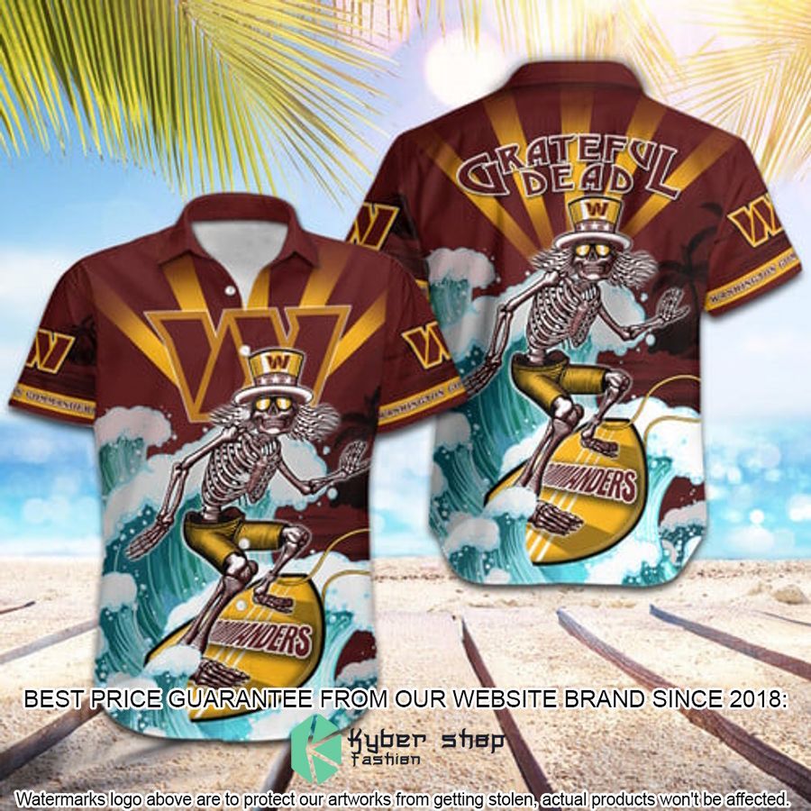 nfl washington commanders grateful dead skull surfing hawaiian shirt 1 954