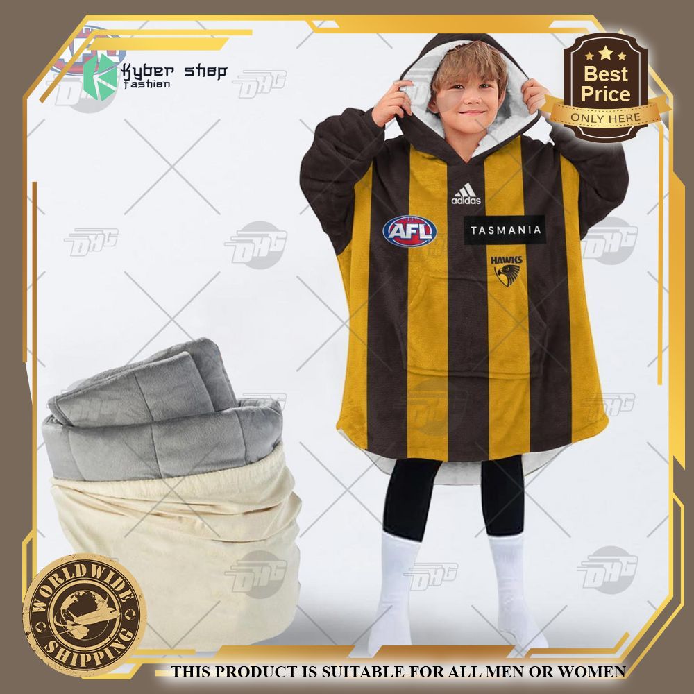 personalized afl hawthorn football club hoodie blanket 2