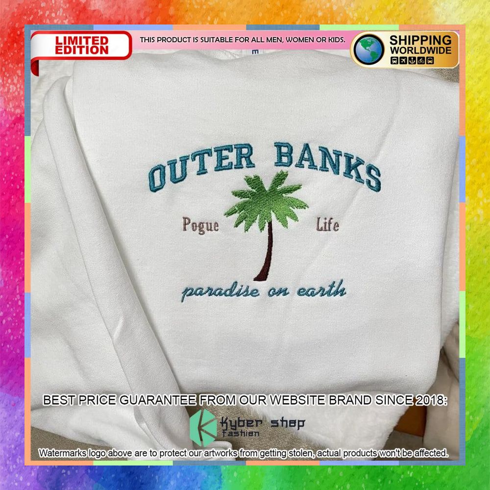 Outer Banks Paradise On Earth Embroided Shirt, Hoodie 7 outer banks paradise on earth embroided shirt 1 858