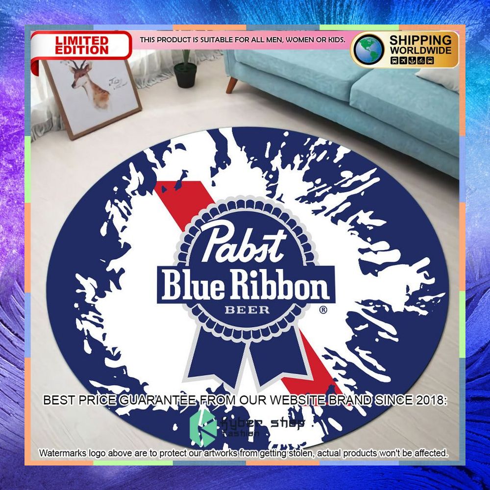 pabst blue ribbon splash round rug 1 933