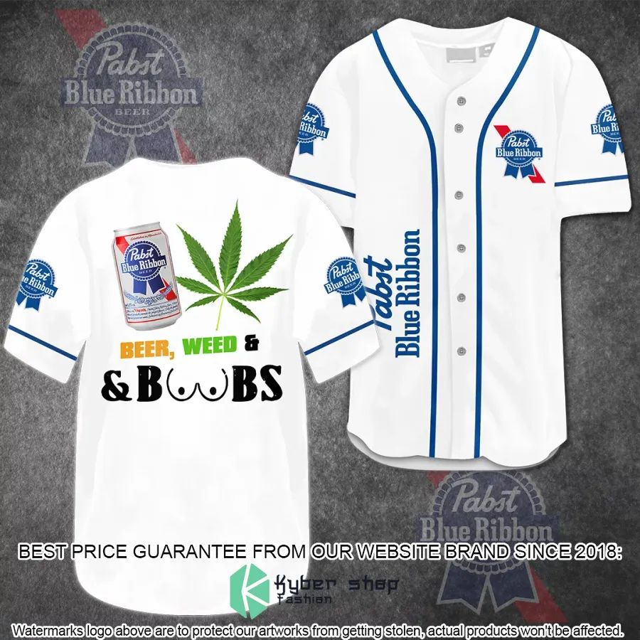 pabst blue ribbon weed boobs baseball jersey 1 561
