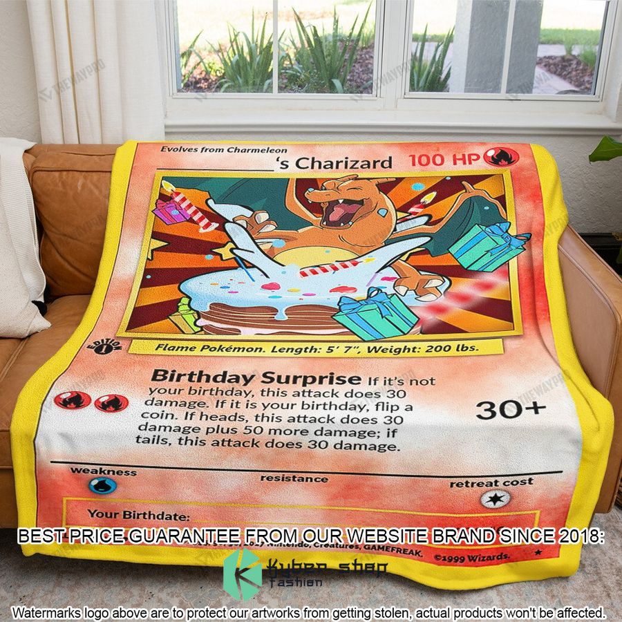 personalized charizard birthday soft blanket 1 988