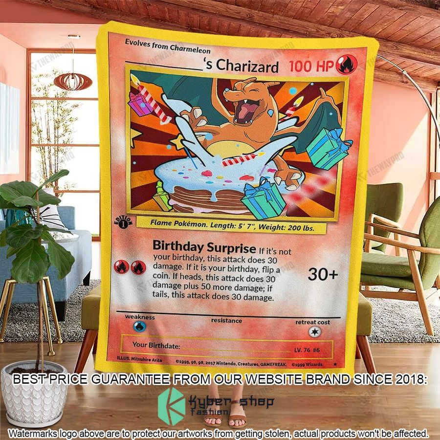 personalized charizard birthday soft blanket 2 124