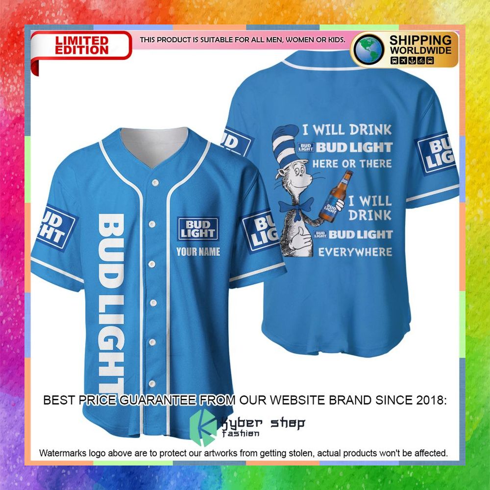 Personalized Dr Seuss I Will Drink Bud Light Here Or There Baseball Jersey 6 personalized dr seuss i will drink bud light here or there baseball jersey 2 414