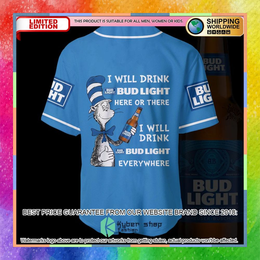 Personalized Dr Seuss I Will Drink Bud Light Here Or There Baseball Jersey 8 personalized dr seuss i will drink bud light here or there baseball jersey 4 112