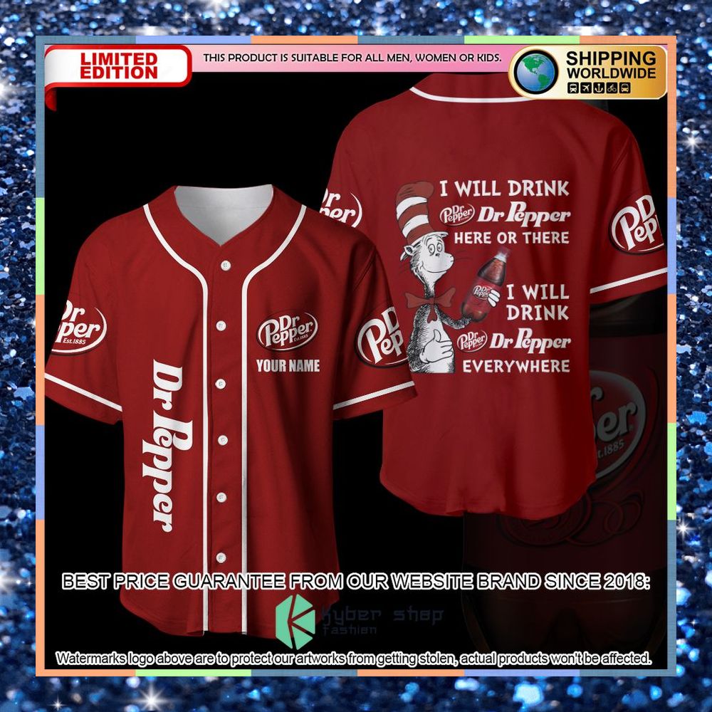 Personalized Dr Seuss I Will Drink Dr Pepper Here Or There Baseball Jersey 5 personalized dr seuss i will drink dr pepper here or there baseball jersey 1 319