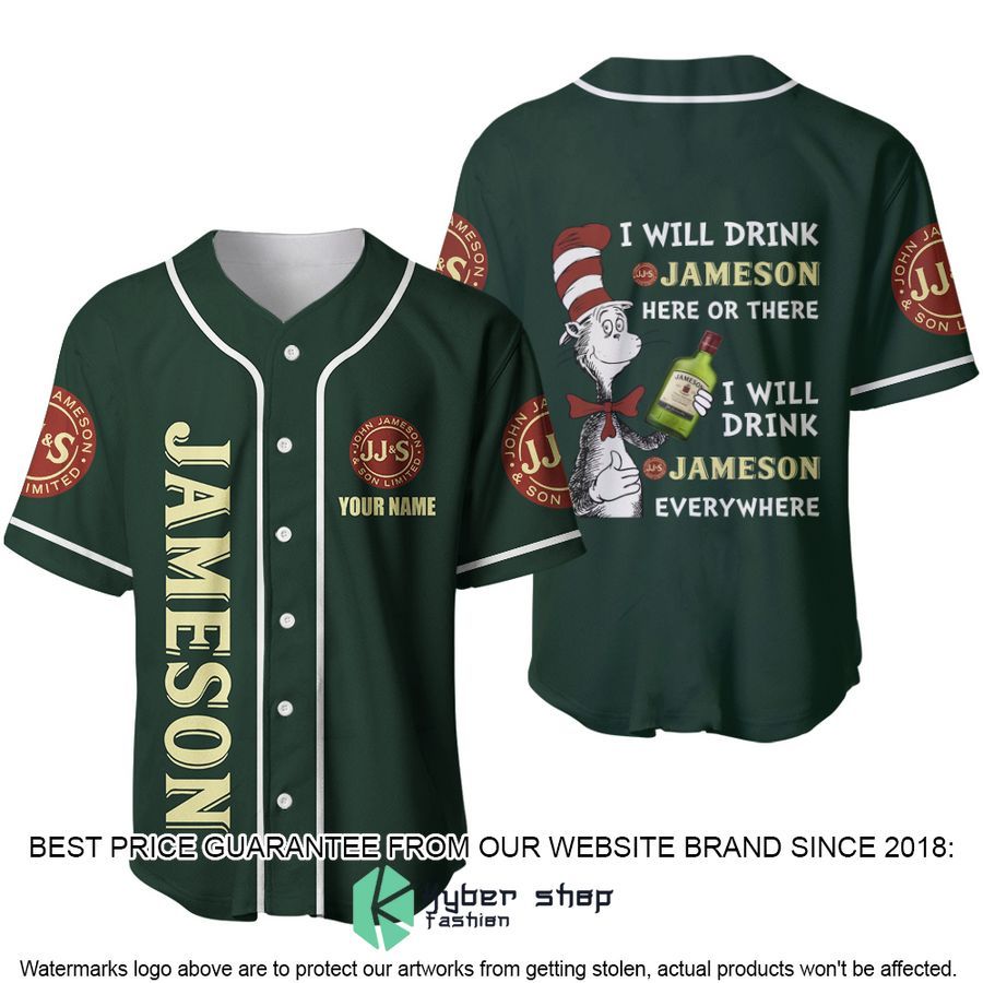 personalized dr seuss i will drink jameson irish whiskey here or there baseball jersey 2 734