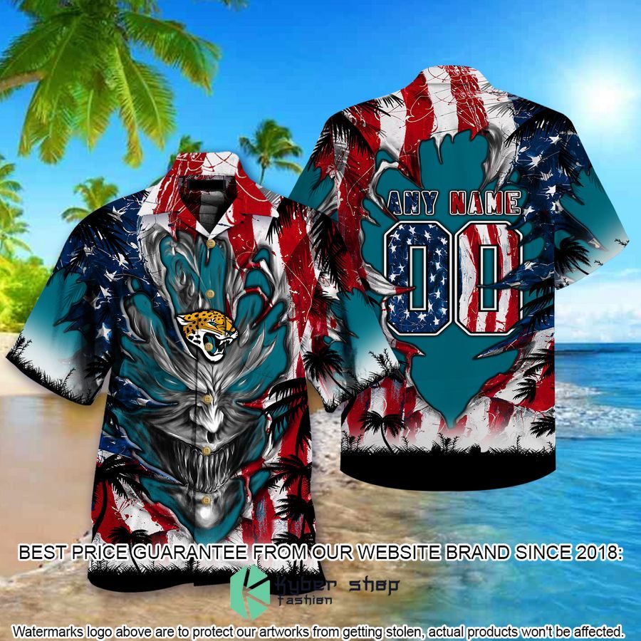 personalized jacksonville jaguars us flag demon face hawaiian shirt 1 444
