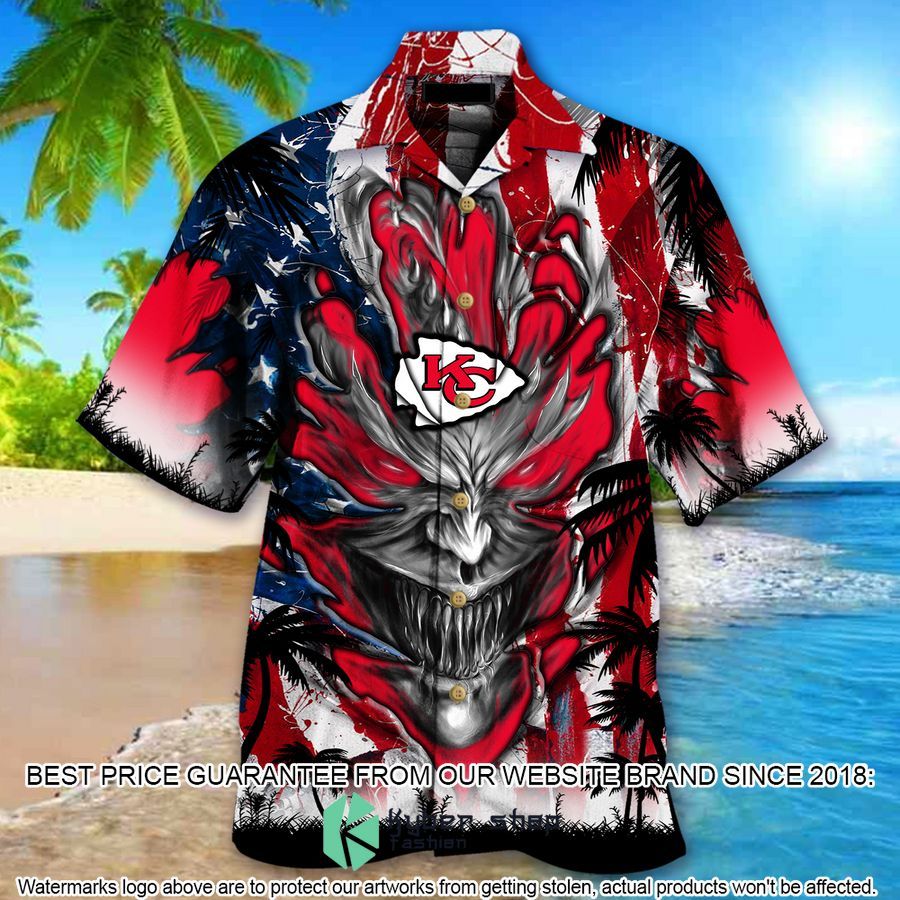 personalized kansas city chiefs us flag demon face hawaiian shirt 2 213