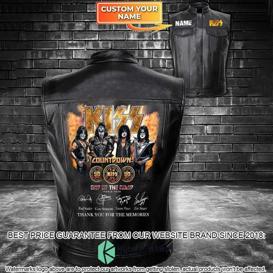personalized kiss band countdown leather vest 1 220