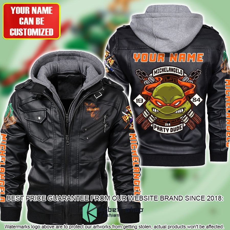 personalized michelangelo teenage mutant ninja turtles leather jacket 1 887