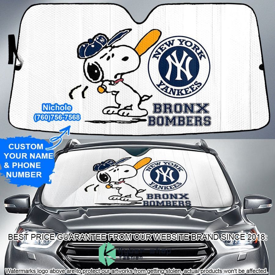 personalized new york yankees snoopy car sun shades 1 828