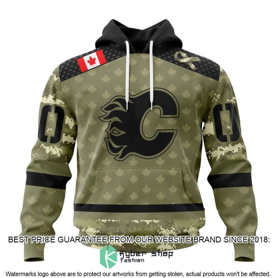 personalized nhl calgary flames camo military appreciation shirt hoodie 1 472