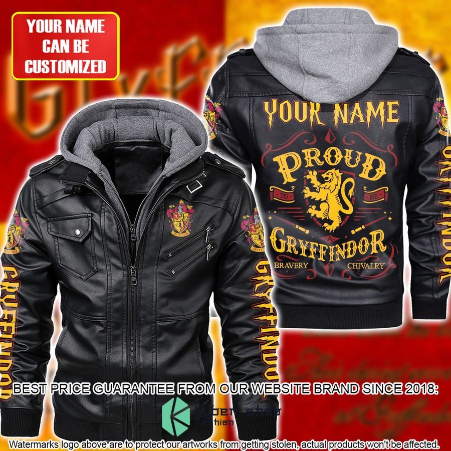 personalized proud gryffindor harry potter leather jacket 1 518