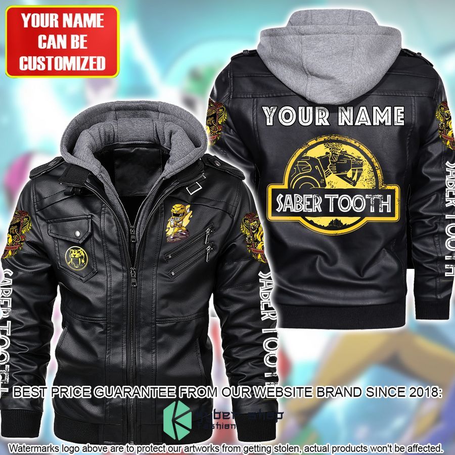 personalized saber toothed power rangers leather jacket 1 64