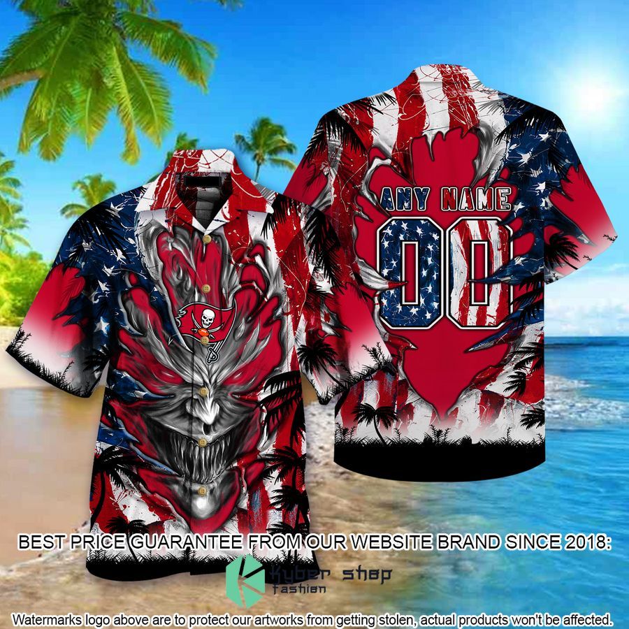 personalized tampa bay buccaneers us flag demon face hawaiian shirt 1 599