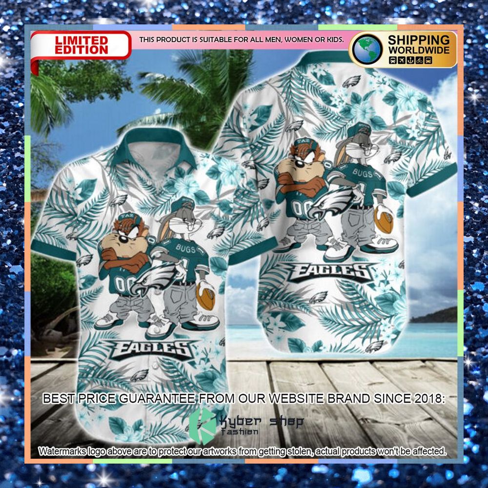 philadelphia eagles bugs bunny taz nfl hawaiian shirt 1 193