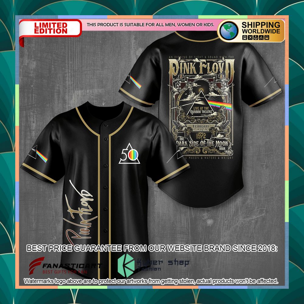 Pink Floyd 50th anniversary The Dark Side of the Moon Baseball Jersey 3 pink floyd 50th anniversary the dark side of the moon baseball jersey 1 349