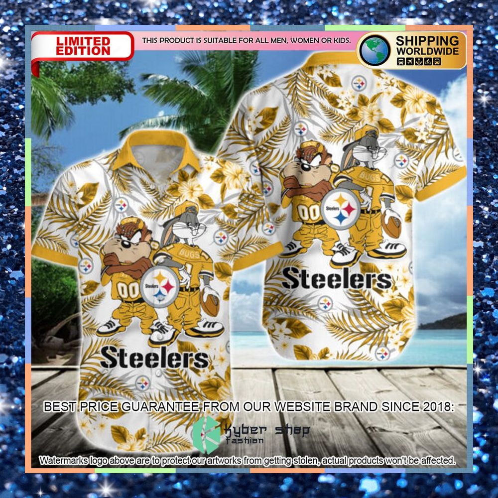 pittsburgh steelers bugs bunny taz nfl hawaiian shirt 1 187